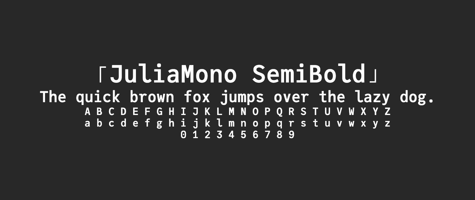 JuliaMono-SemiBold字体预览