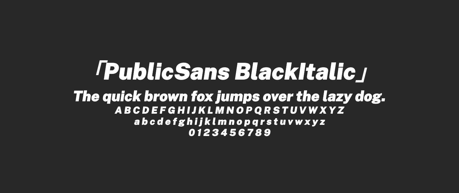 PublicSans-BlackItalic字体预览