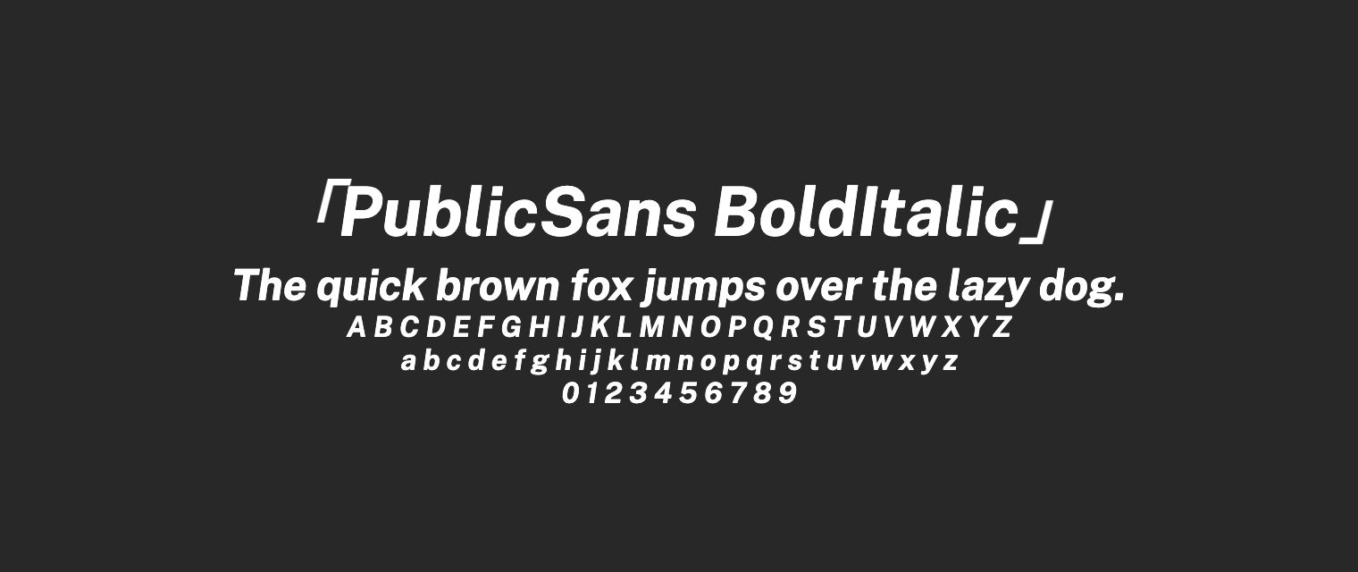 PublicSans-BoldItalic字体预览