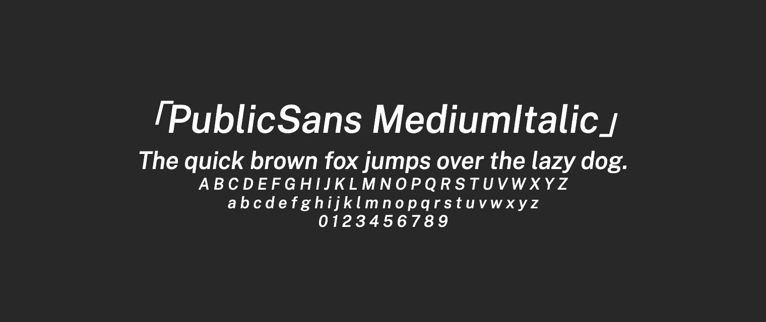 PublicSans-MediumItalic字体预览