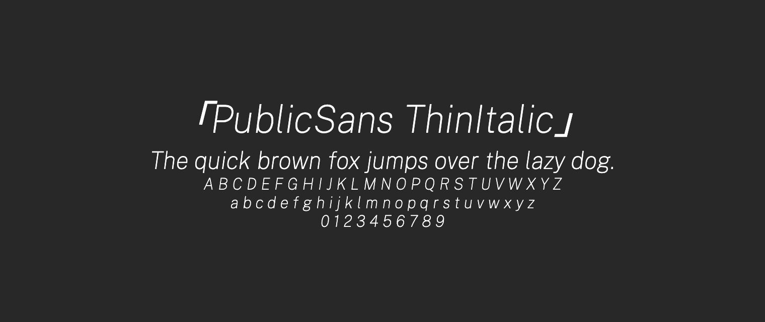 PublicSans-ThinItalic字体预览